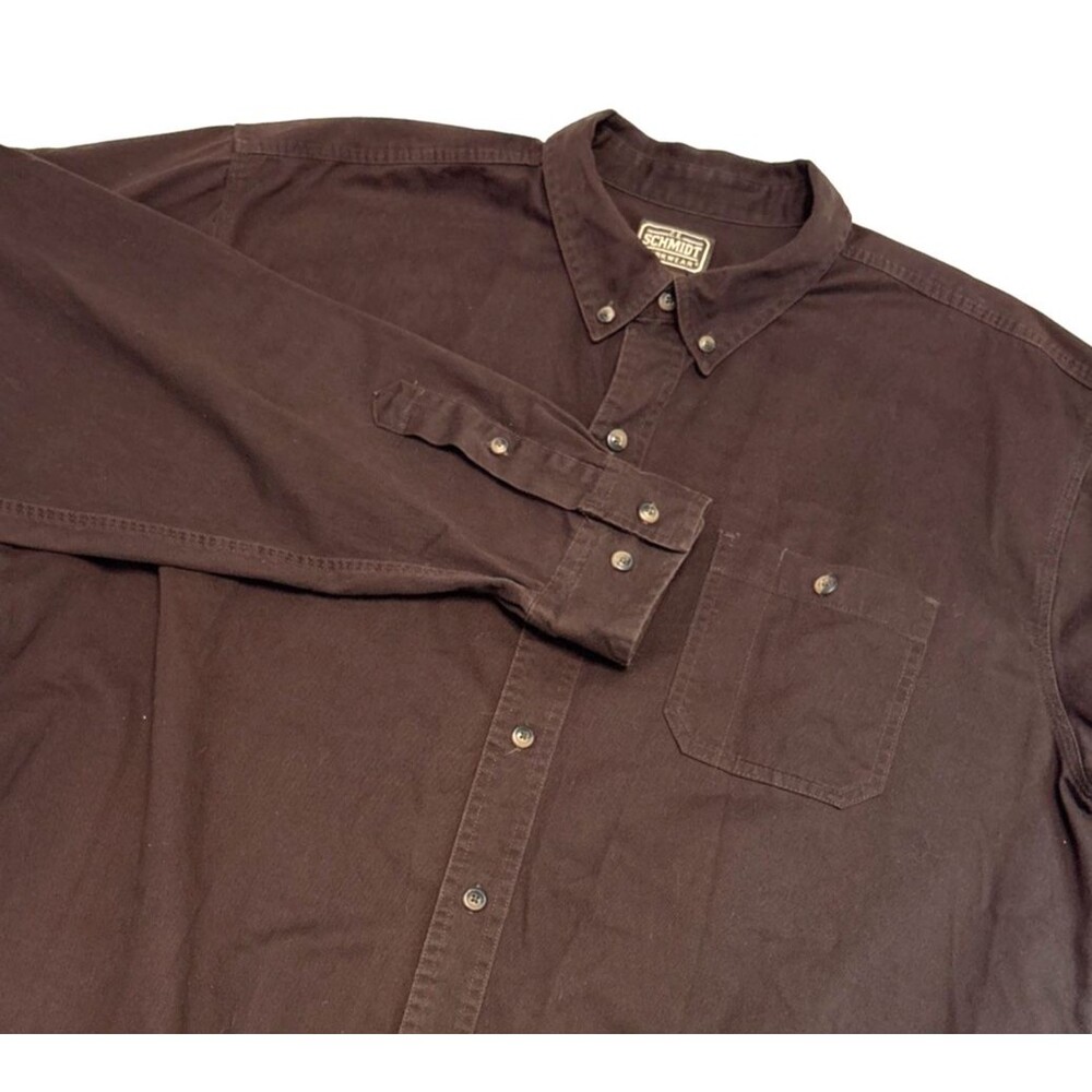 C.E. Schmidt WorkWear Men’s XL Button Down 100% Cotton Heavy Duty Brown Chest 52